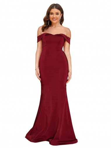 Spandex Off the Shoulder Long Sleeveless Plus Size Formal Evening Dress UK for Sale